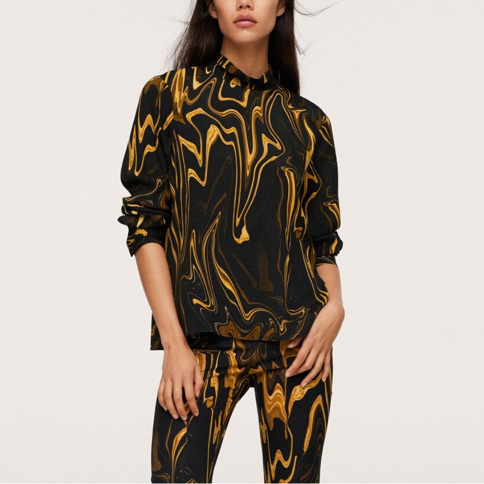 Mango Marble-Print Blouse